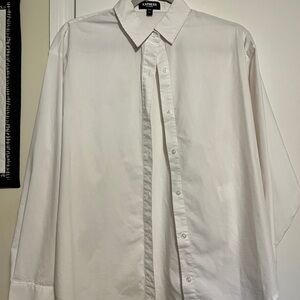 Express Women's Boyfriend White Button Down Shirt